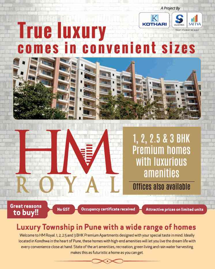 Salarpuria Sattva H And M Royal true luxury home comes in convenient sizes in Pune